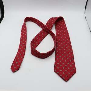 Vintage Christian Dior All Silk Tie Red With Diamond Shape Accents